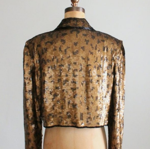 SOLD ❌ VTG 90s Silk Sequin Leopard Cropped Blazer - Picture 10 of 10
